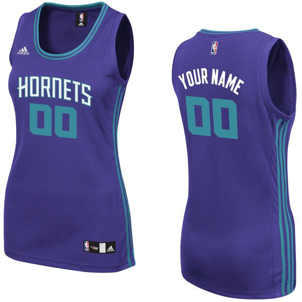 Women Charlotte Hornets Adidas Purple Custom Replica Road NBA Jersey